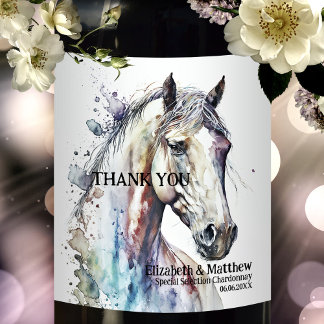 Étiquette Pour Bouteilles De Vin Equestre de l'aquarelle