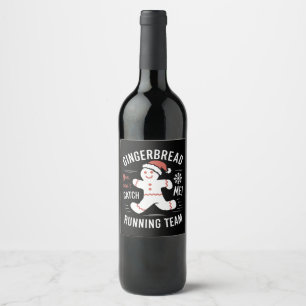 Étiquette Pour Bouteilles De Vin Équipe de course en pain d'épices Humour de Noël