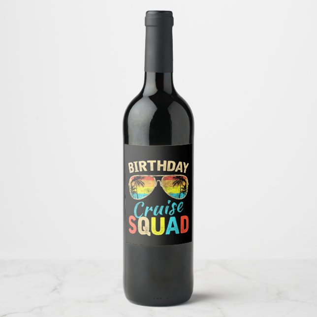 Étiquette Pour Bouteilles De Vin Équipe de croisière d'anniversaire (Devant)