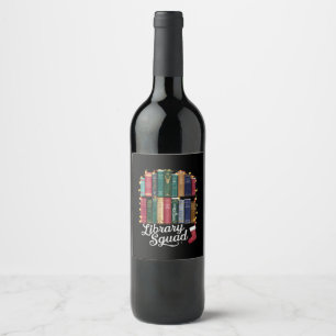 Étiquette Pour Bouteilles De Vin Équipe de lecture de la bibliothèque de Noël amour