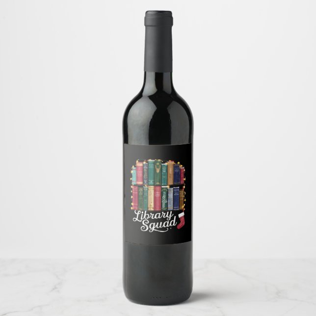 Étiquette Pour Bouteilles De Vin Équipe de lecture de la bibliothèque de Noël amour (Devant)