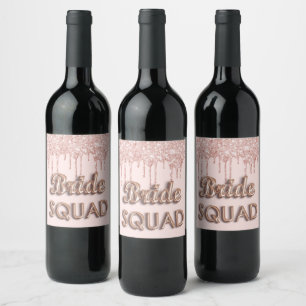Étiquette Pour Bouteilles De Vin Équipe de mariée rose gold blush gouttes enterreme