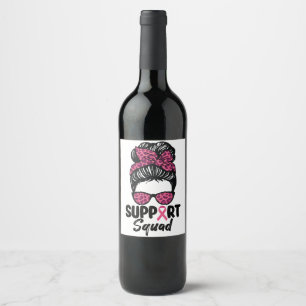 Étiquette Pour Bouteilles De Vin Équipe de soutien Nœud décoiffé Guerrière rose Can