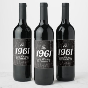 Étiquette Pour Bouteilles De Vin Est. 1961 Année Vintage