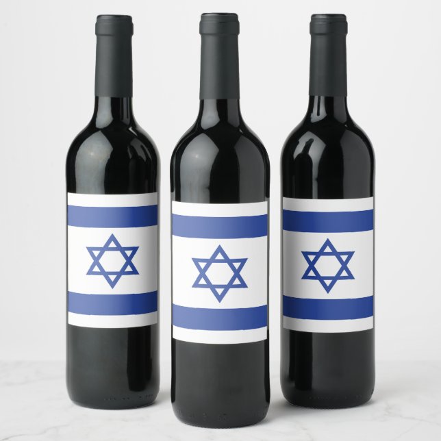 Étiquette Pour Bouteilles De Vin Etat d'Israël Drapeau, Étoile de David Juifs (Bouteilles)