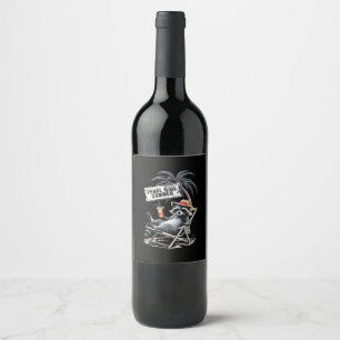 Étiquette Pour Bouteilles De Vin Été de fille sauvage plage drôle raton laveur