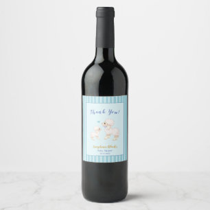 Étiquette Pour Bouteilles De Vin Étiquette à vin Baby shower agneau de garçon bleu
