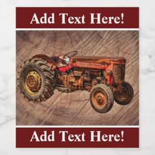Étiquette Pour Bouteilles De Vin Étiquette à vin de tracteur rouge antique