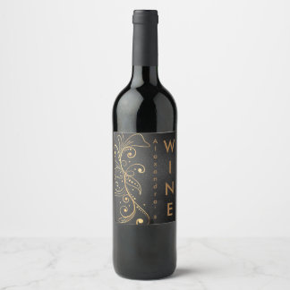 Étiquette Pour Bouteilles De Vin Étiquette à vin Filigree au ton or