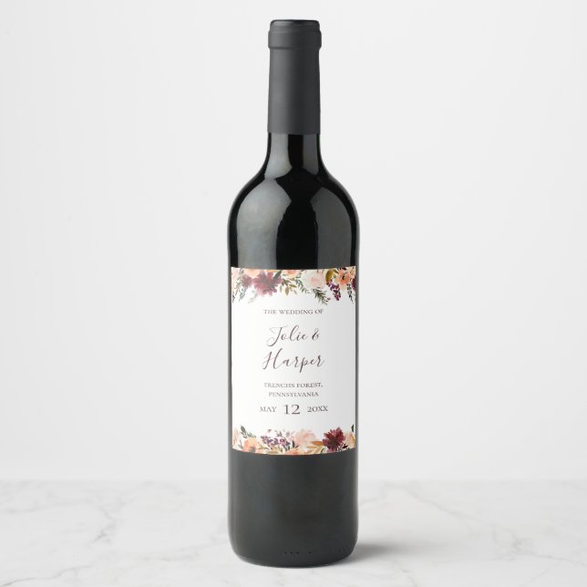 Étiquette Pour Bouteilles De Vin Étiquette à vin Mariage de Bourgogne (Devant)