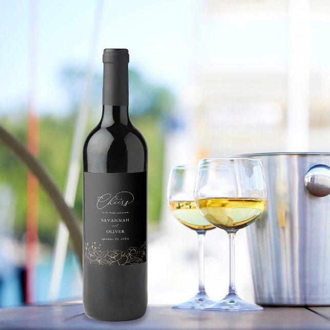 Étiquette Pour Bouteilles De Vin Étiquette à vin Mariage floral linor 2 (Créateur téléchargé)