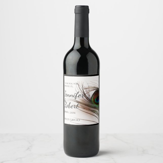 Étiquette Pour Bouteilles De Vin Étiquette à vin Peacock Feather Glamor (Devant)