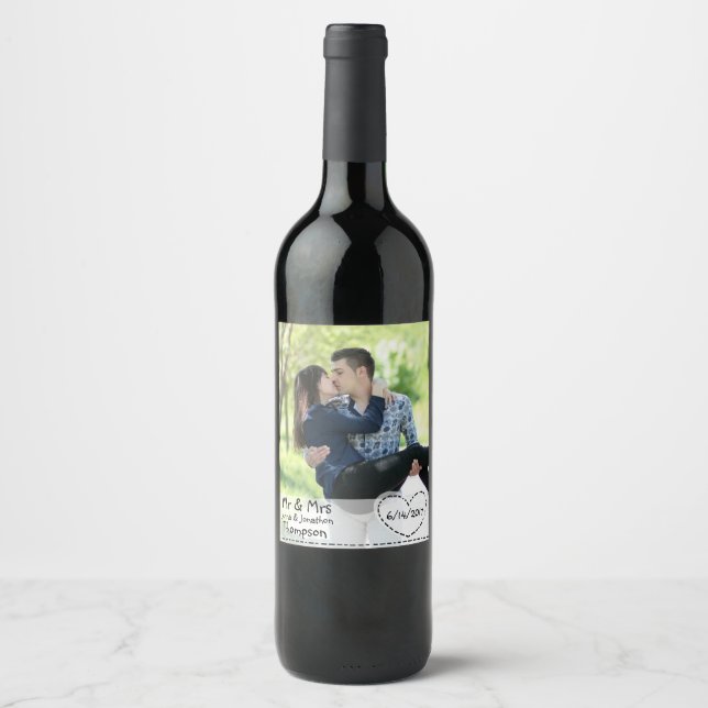 Étiquette Pour Bouteilles De Vin Étiquette à vin personnalisé avec Mariage photo Co (Devant)