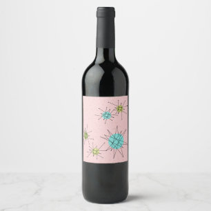 Étiquette Pour Bouteilles De Vin Étiquette atomique iconique rose de bouteille de