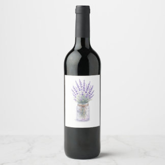 Étiquette Pour Bouteilles De Vin Étiquette cadeau aquarelle Bouquet de lavande en p