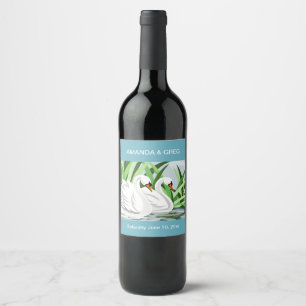 Étiquette Pour Bouteilles De Vin Étiquette de bouteille blanche cygne WIne