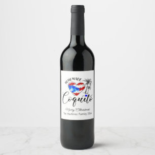 Étiquette Pour Bouteilles De Vin Étiquette de bouteille Coquito Flag fait maison