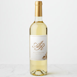 Étiquette Pour Bouteilles De Vin Étiquette de bouteille de vin à monogramme doré él