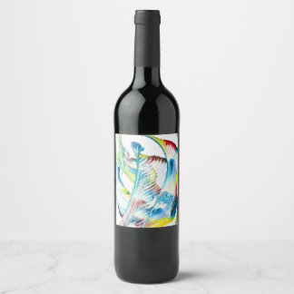 Étiquette Pour Bouteilles De Vin Étiquette de bouteille de vin abstraite colorée Wa