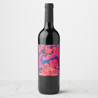 Étiquette Pour Bouteilles De Vin Étiquette de bouteille de vin abstraite rouge bleu