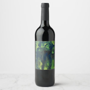 Étiquette Pour Bouteilles De Vin Étiquette de bouteille de vin abstraite verte Jade