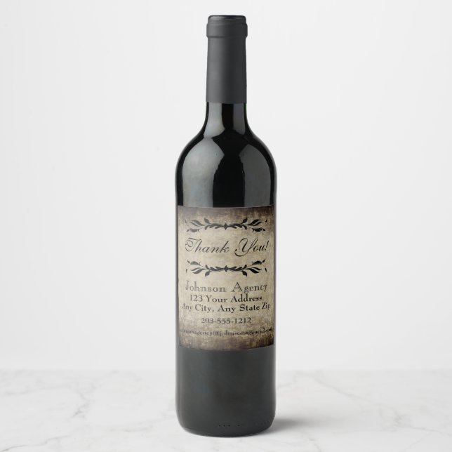 Étiquette Pour Bouteilles De Vin Étiquette de bouteille de vin - Aspect détérioré H (Devant)