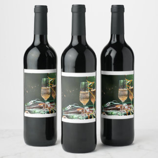 Étiquette Pour Bouteilles De Vin Étiquette de bouteille de vin avec verre à vin