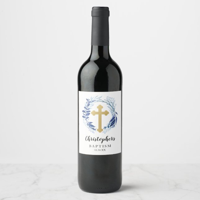 Étiquette Pour Bouteilles De Vin Étiquette de bouteille de vin Croix de verdure ble (Devant)