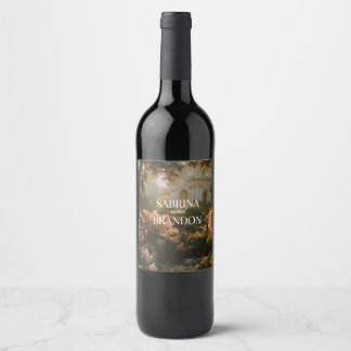 Étiquette Pour Bouteilles De Vin Étiquette de bouteille de vin de mariage florale a