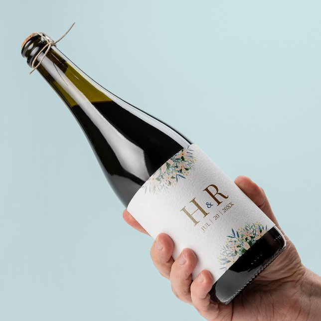 Étiquette Pour Bouteilles De Vin Étiquette de bouteille de vin de mariage initiale  (Créateur téléchargé)