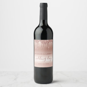 Étiquette Pour Bouteilles De Vin Étiquette de bouteille de vin en or rose dégoulina