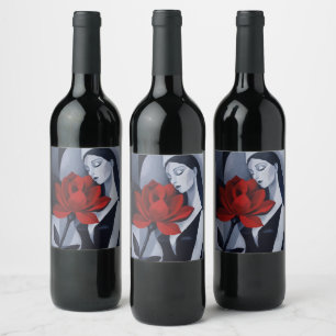 Étiquette Pour Bouteilles De Vin Étiquette de bouteille de vin Femme d'Art Moderne