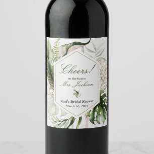 Étiquette Pour Bouteilles De Vin Étiquette de bouteille de vin floral vert tropical