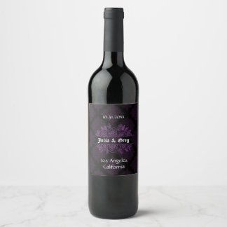 Étiquette Pour Bouteilles De Vin Étiquette de bouteille de vin Mariage violet et no