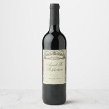 Étiquette de bouteille de vin vintage or mariage é