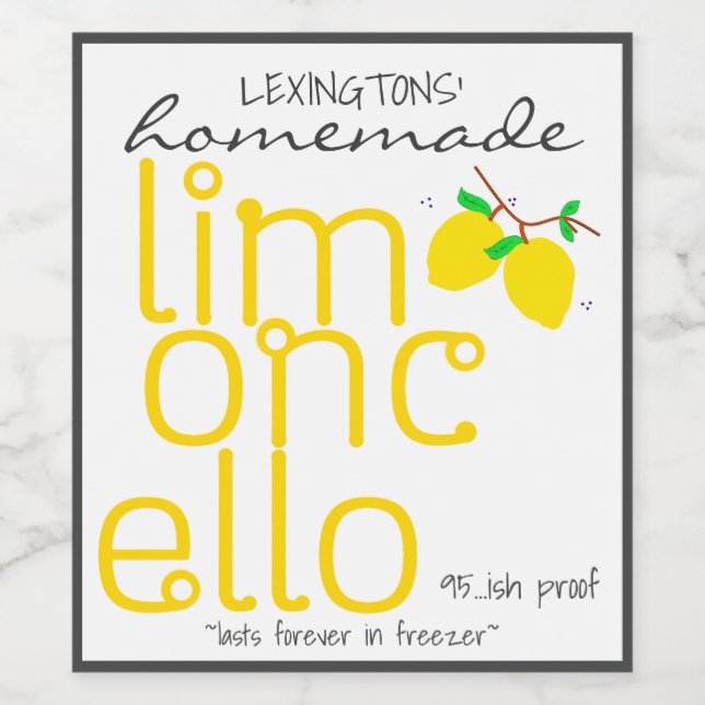 Étiquette Pour Bouteilles De Vin Étiquette de bouteille personnalisé Limoncello fai (Étiquettes simples)
