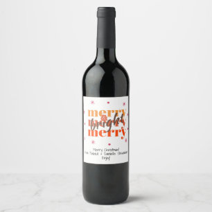 Étiquette Pour Bouteilles De Vin Étiquette de cadeau de Noël Retro Marron Joyeux et