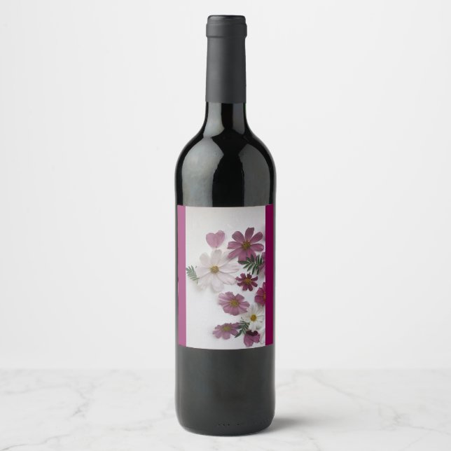 Étiquette Pour Bouteilles De Vin Étiquette de cadeau floral (Devant)