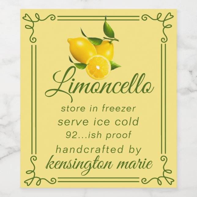 Étiquette Pour Bouteilles De Vin Étiquette de limoncello moderne tendance pour une  (Étiquettes simples)