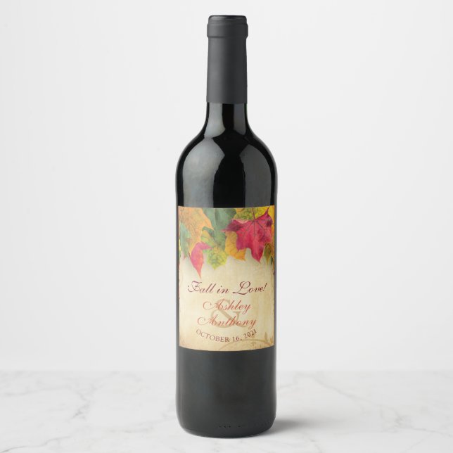 Étiquette Pour Bouteilles De Vin Étiquette de mariage Feuilles d'érable Automne Sav (Devant)