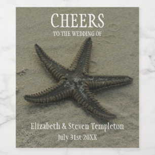 Étiquette Pour Bouteilles De Vin Étiquette de mariage Starfish Wine Beach