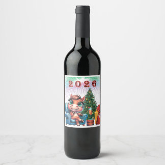 Étiquette Pour Bouteilles De Vin Étiquette de Nouvel An Cheval Mignon
