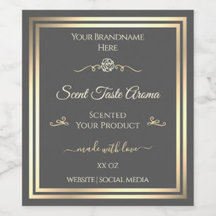 Étiquette Pour Bouteilles De Vin Étiquette de produit gris foncé Gold Frame Rose Vi