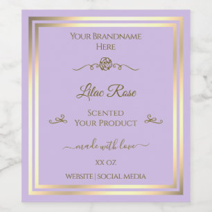 Étiquette Pour Bouteilles De Vin Étiquette de produit Lilac Subtil Gold Frame Rose 