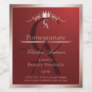 Étiquette Pour Bouteilles De Vin Étiquette de produit rouge de luxe Monogramme cadr