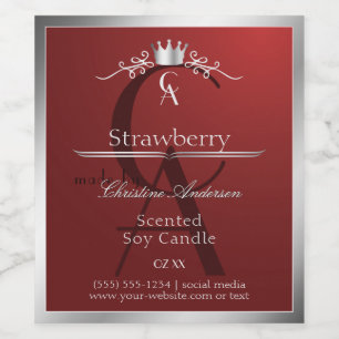 Étiquette Pour Bouteilles De Vin Étiquette de produit rouge profond avec monogramme