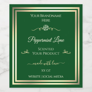 Étiquette Pour Bouteilles De Vin Étiquette de produit vert forêt Gold Frame Rose Vi