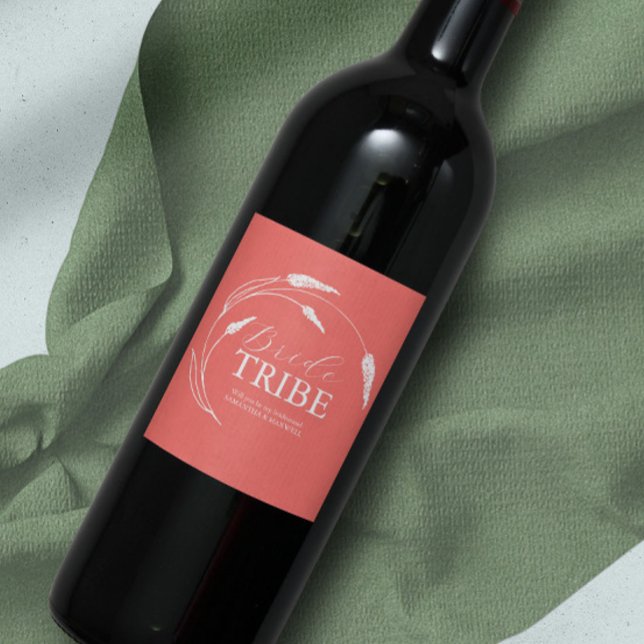 Étiquette Pour Bouteilles De Vin Étiquette de proposition Peach Bridesmaid (Créateur téléchargé)