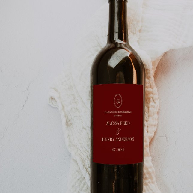 Étiquette Pour Bouteilles De Vin Étiquette de remerciement de mariage classique vin (Créateur téléchargé)