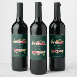 Étiquette Pour Bouteilles De Vin Étiquette de vin à cadre floral bohème Bohemian Bl